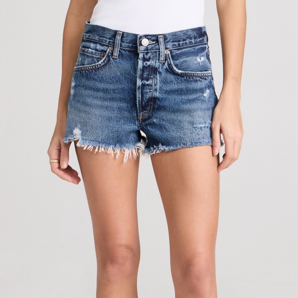 AGOLDE PARKER VINTAGE CUT OFF SHORTS- DARK SWAPMEET